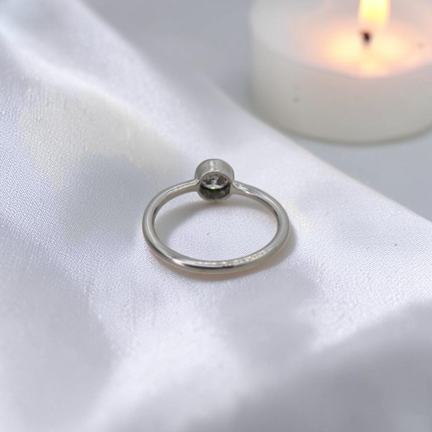 Old European Cut Diamond Bezel Ring | 0.44ct H/I VS Platinum | Circa 1900 Rescued Diamond - Petra Star