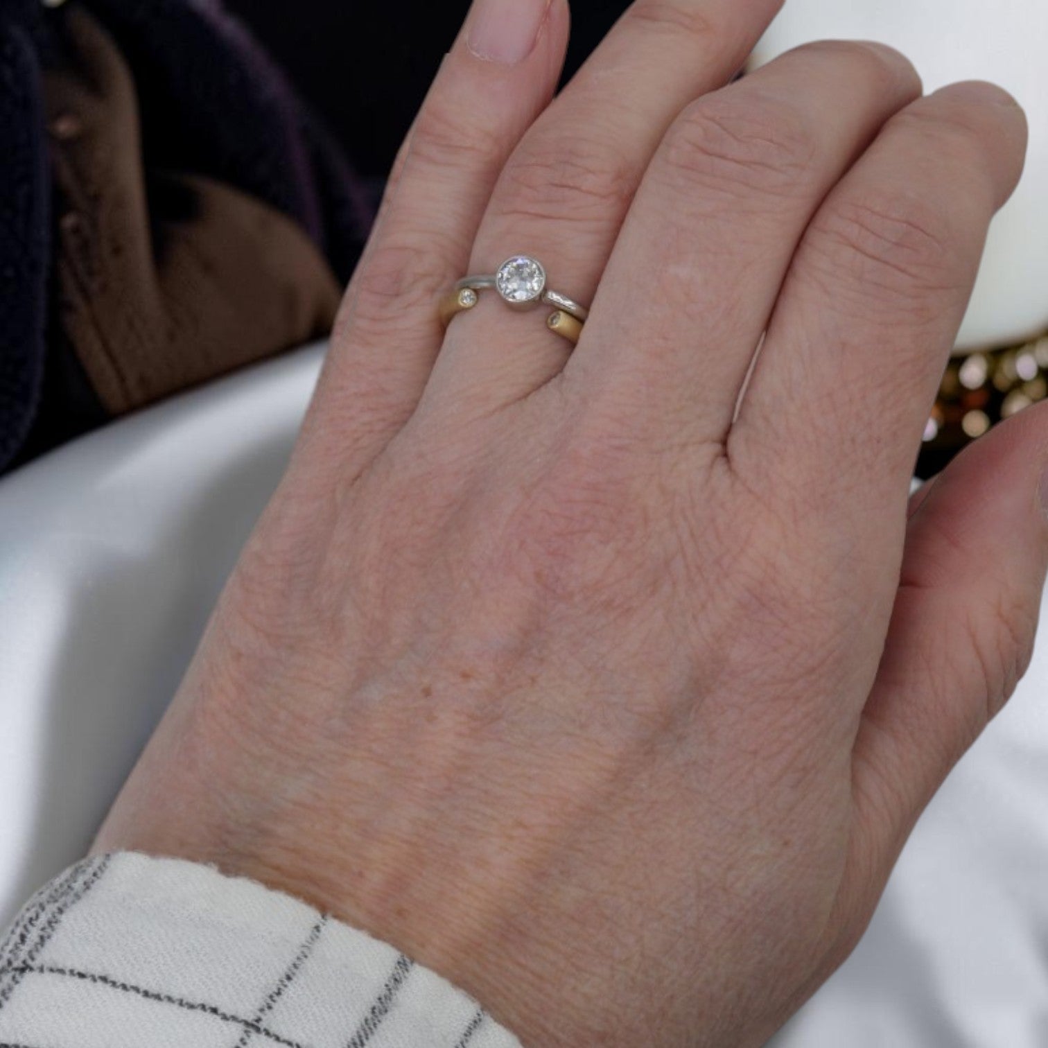Old European Cut Diamond Bezel Ring | 0.44ct H/I VS Platinum | Circa 1900 Rescued Diamond - Petra Star