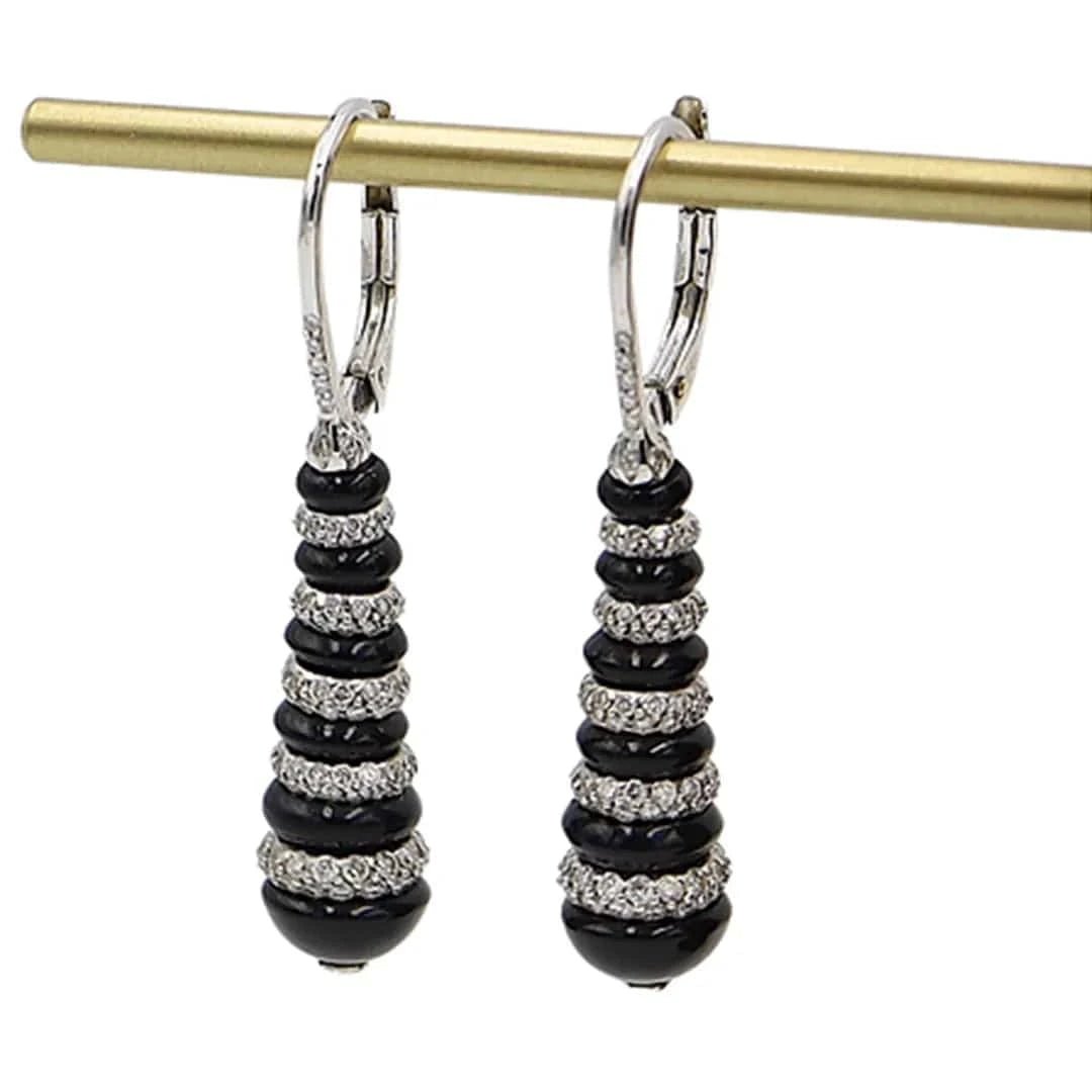 Onyx & Diamond Black & White Earrings - Petra Star