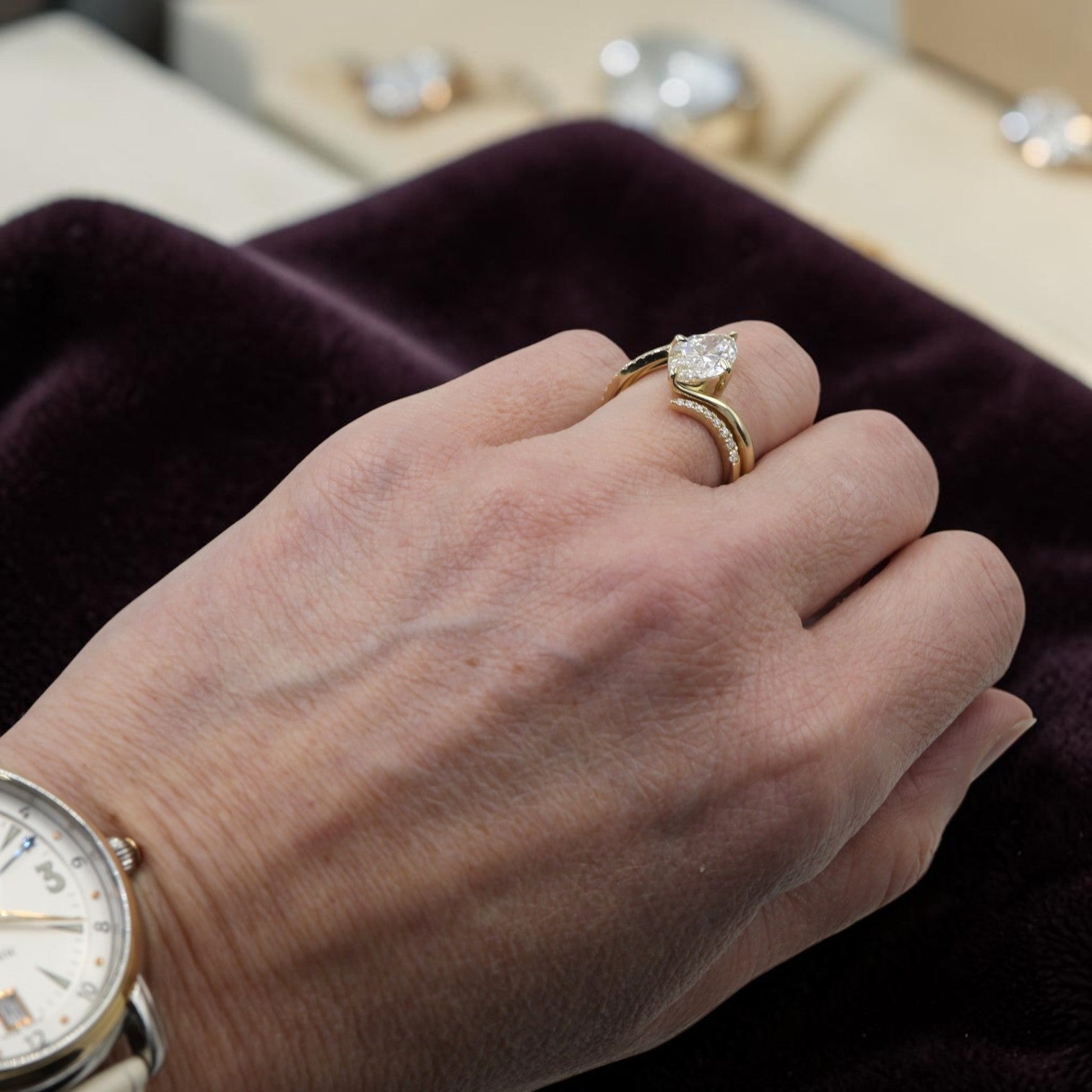 Open Space Diamond Wedding Band | Pavé Lab Diamond | 14k Yellow Gold | Petra Star - Petra Star
