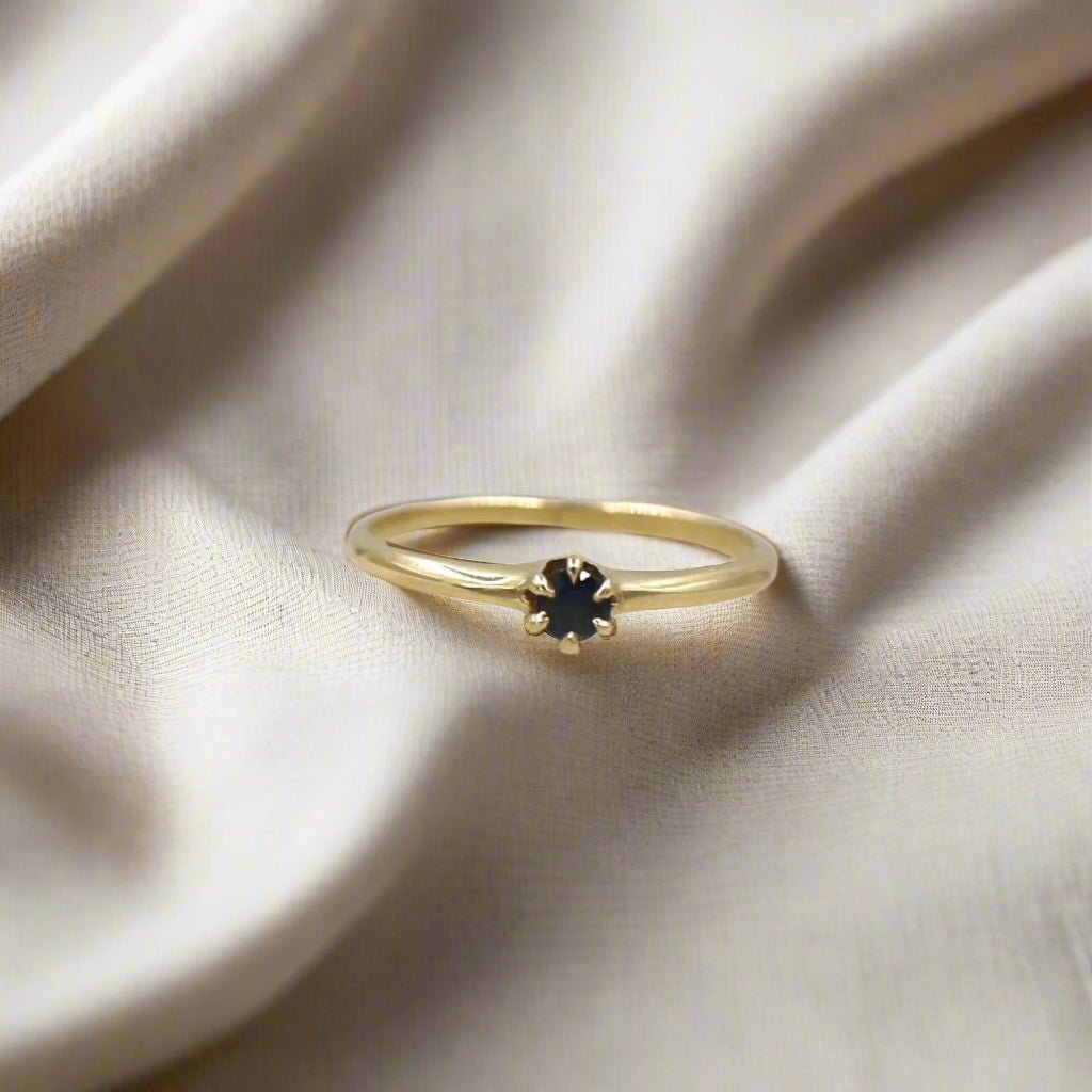 Ostby & Barton Victorian Sapphire Solitaire Ring in 14k Gold - Petra Star