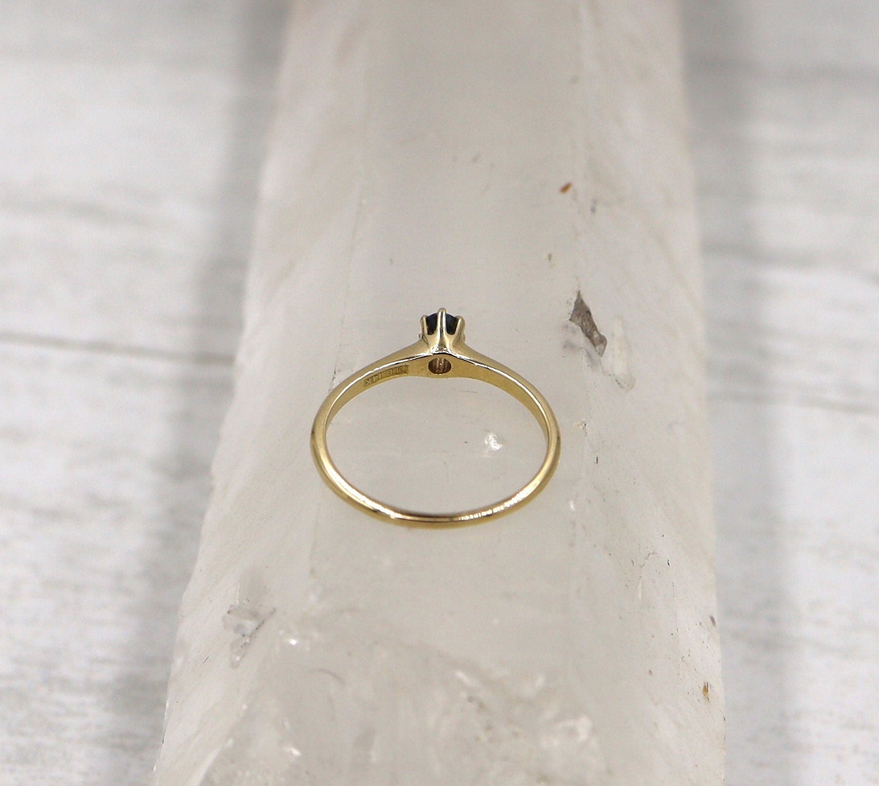 Ostby & Barton Victorian Sapphire Solitaire Ring in 14k Gold - Petra Star