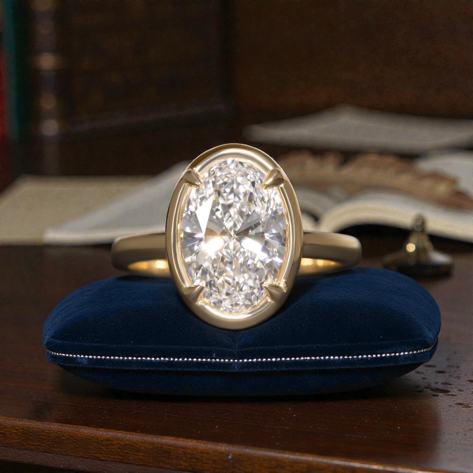 Oval Solitaire in 14k Yellow Gold 2.50 ct Lab Created Diamond - Petra Star