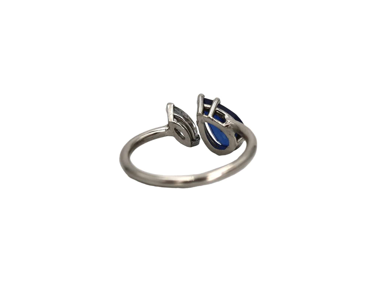 Pear Sapphire & Marquise Diamond Ring – Solid Platinum | Vintage Gemstone Engagement Ring - Petra Star