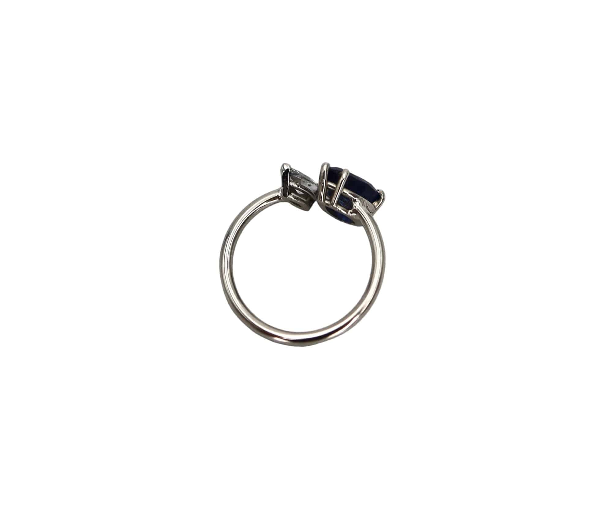 Pear Sapphire & Marquise Diamond Ring – Solid Platinum | Vintage Gemstone Engagement Ring - Petra Star