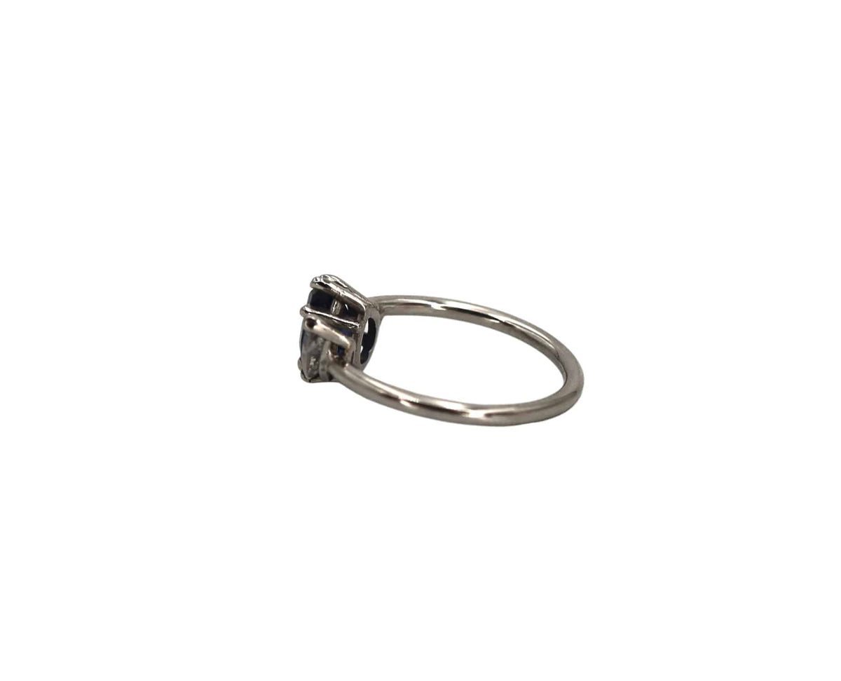 Pear Sapphire & Marquise Diamond Ring – Solid Platinum | Vintage Gemstone Engagement Ring - Petra Star