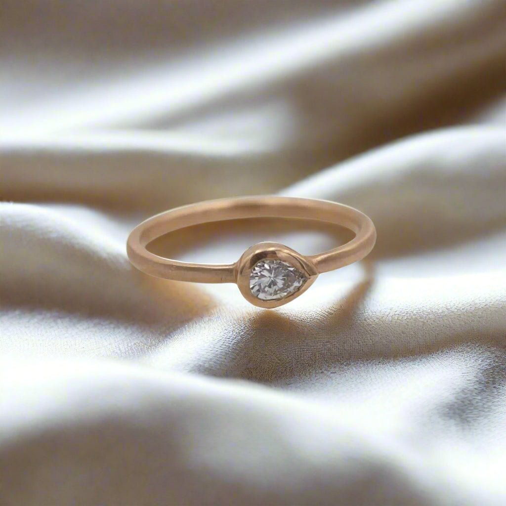 Pear Shape Diamond Stacker in 14k Rose Gold - Petra Star
