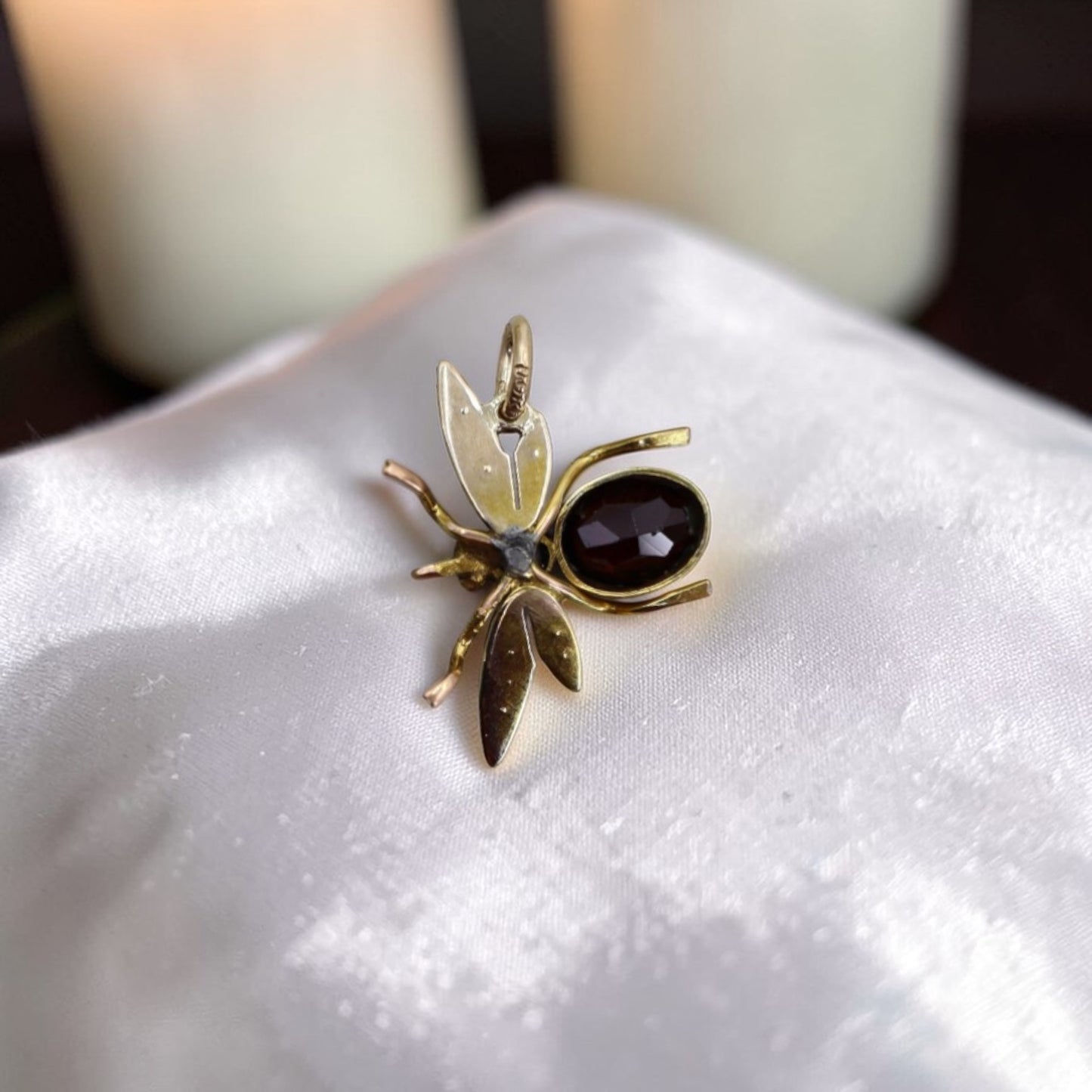 Victorian Garnet Pearl Insect Pendant - Petra Star