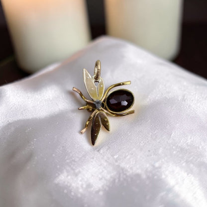 Victorian Garnet Pearl Insect Pendant - Petra Star