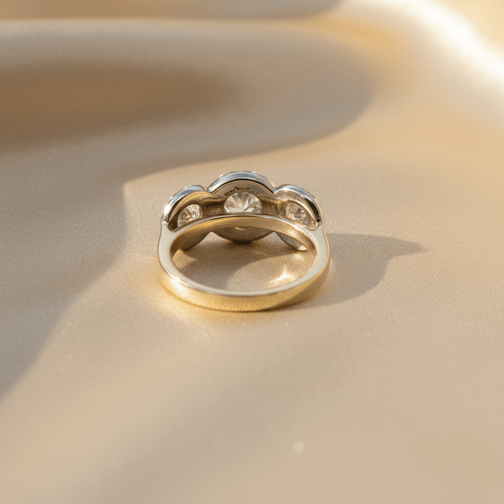 Petra Star 14k Two-Two Three-Stone Halo Mounting - Petra Star