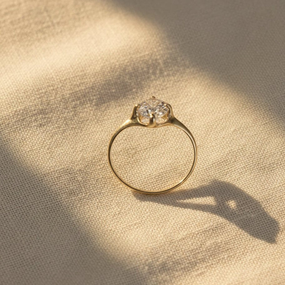 Petra Star Bridal Belcher Solitaire Engagement Ring — Reclaimed Antique Diamond, GIA Certified - Petra StarEngagement Ring