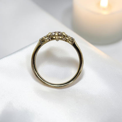 GIA Old European Cut Diamond Ring | 0.80ct Light Fancy Brown | Antique-Inspired Low-Profile 14k Gold - Petra Star