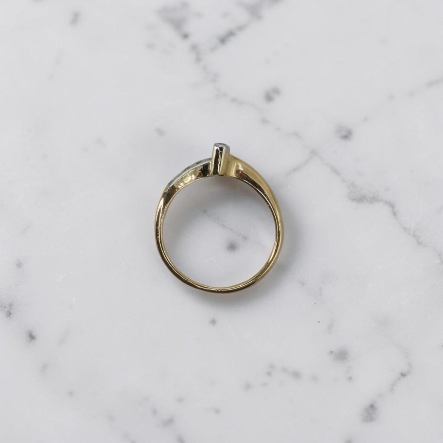Edwardian Diamond Chevron Ring | Platinum & 18K Gold | Old European Cut | Circa 1900 | Petra Star