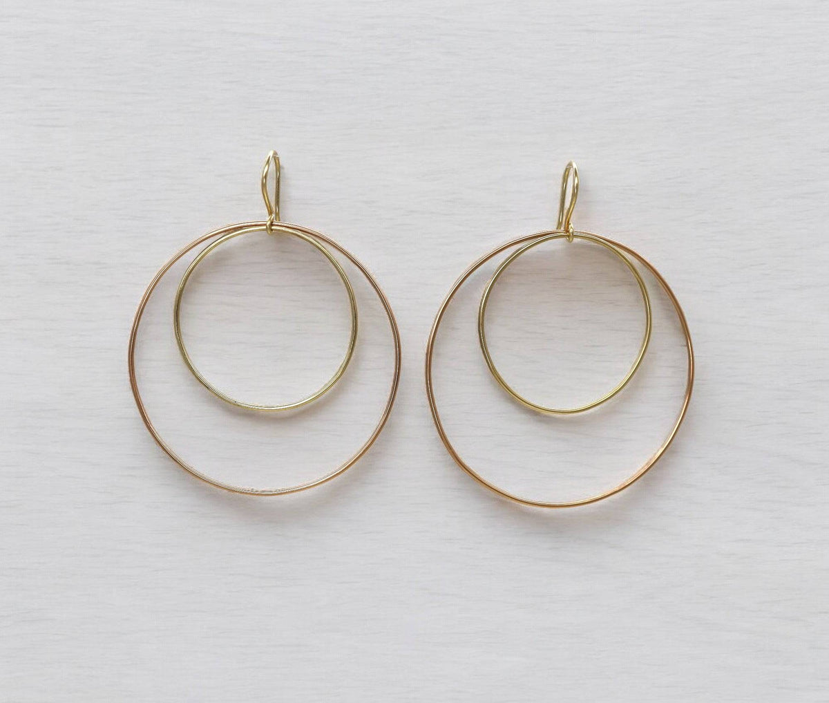 Petra Star Hoopla Hoops – Double-Independent Moving Bi-Color 14k Gold Hoops - Petra Star