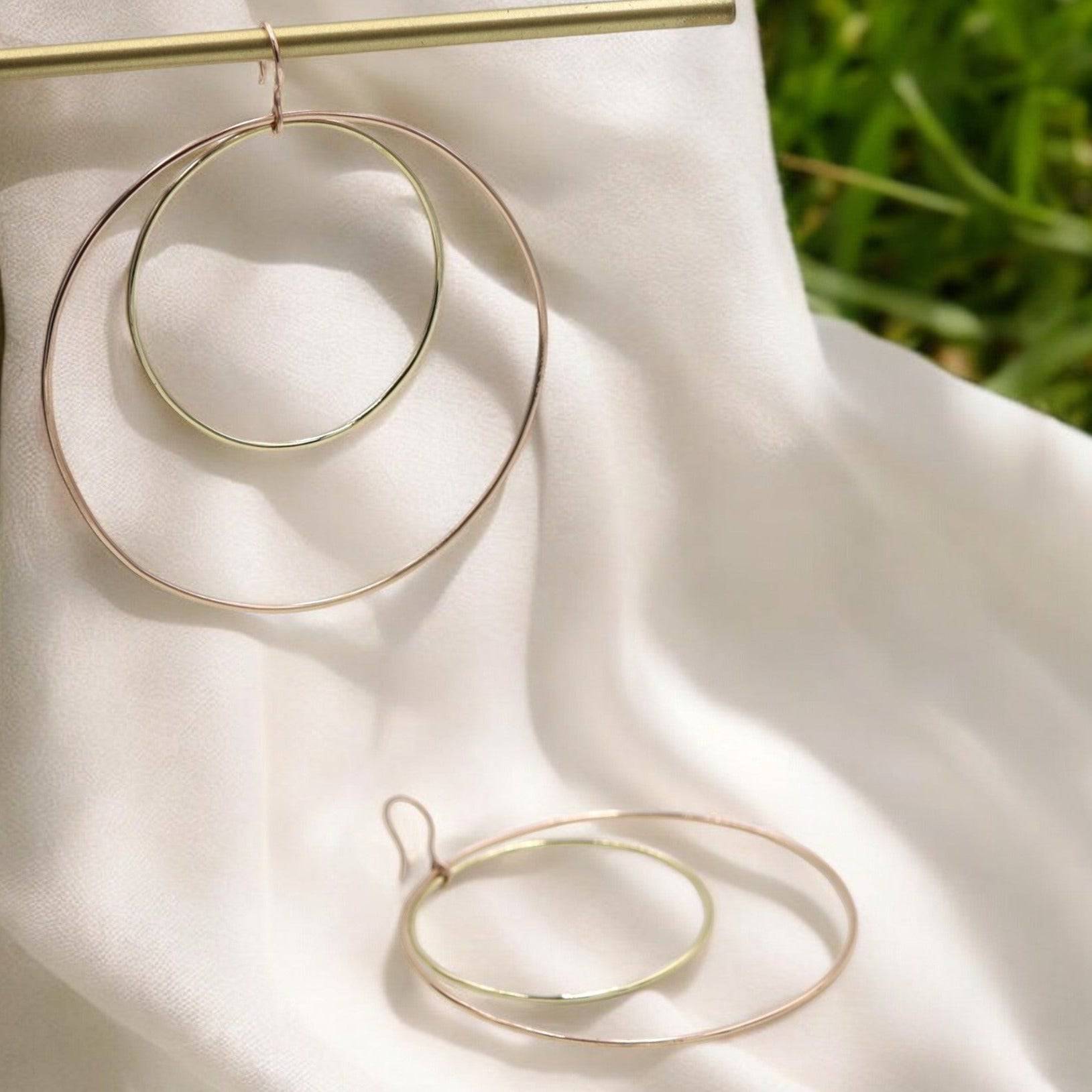 Petra Star Hoopla Hoops – Double-Independent Moving Bi-Color 14k Gold Hoops - Petra Star