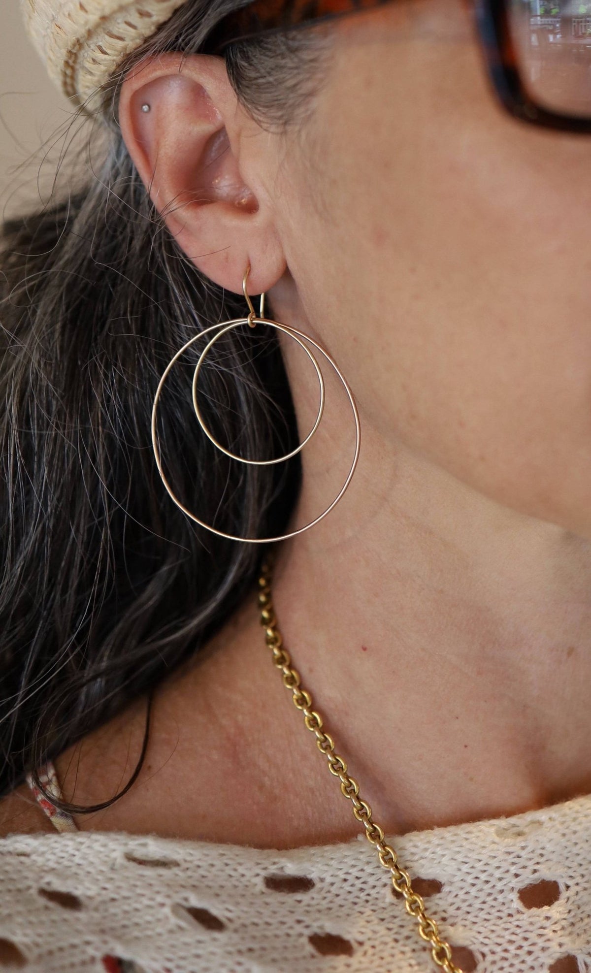 Petra Star Hoopla Hoops – Double-Independent Moving Bi-Color 14k Gold Hoops - Petra Star