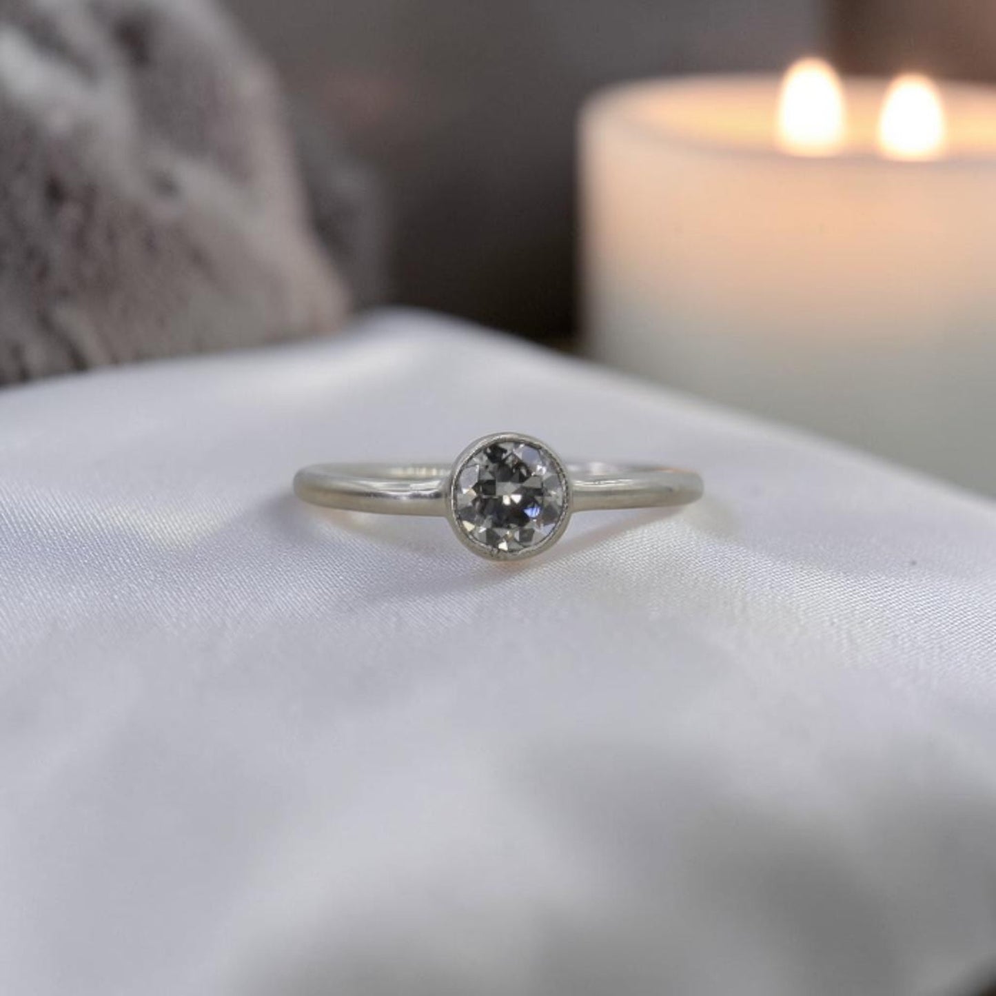 Old European Cut Diamond Bezel Ring | 0.44ct H/I VS Platinum | Circa 1900 Rescued Diamond