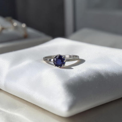 Antique Sapphire Solitaire Ring | 0.79ct Old European Cut | Circa 1900 Basket | Platinum Band | Petra Star