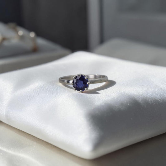 Antique Sapphire Solitaire Ring | 0.79ct Old European Cut | Circa 1900 Basket | Platinum Band | Petra Star