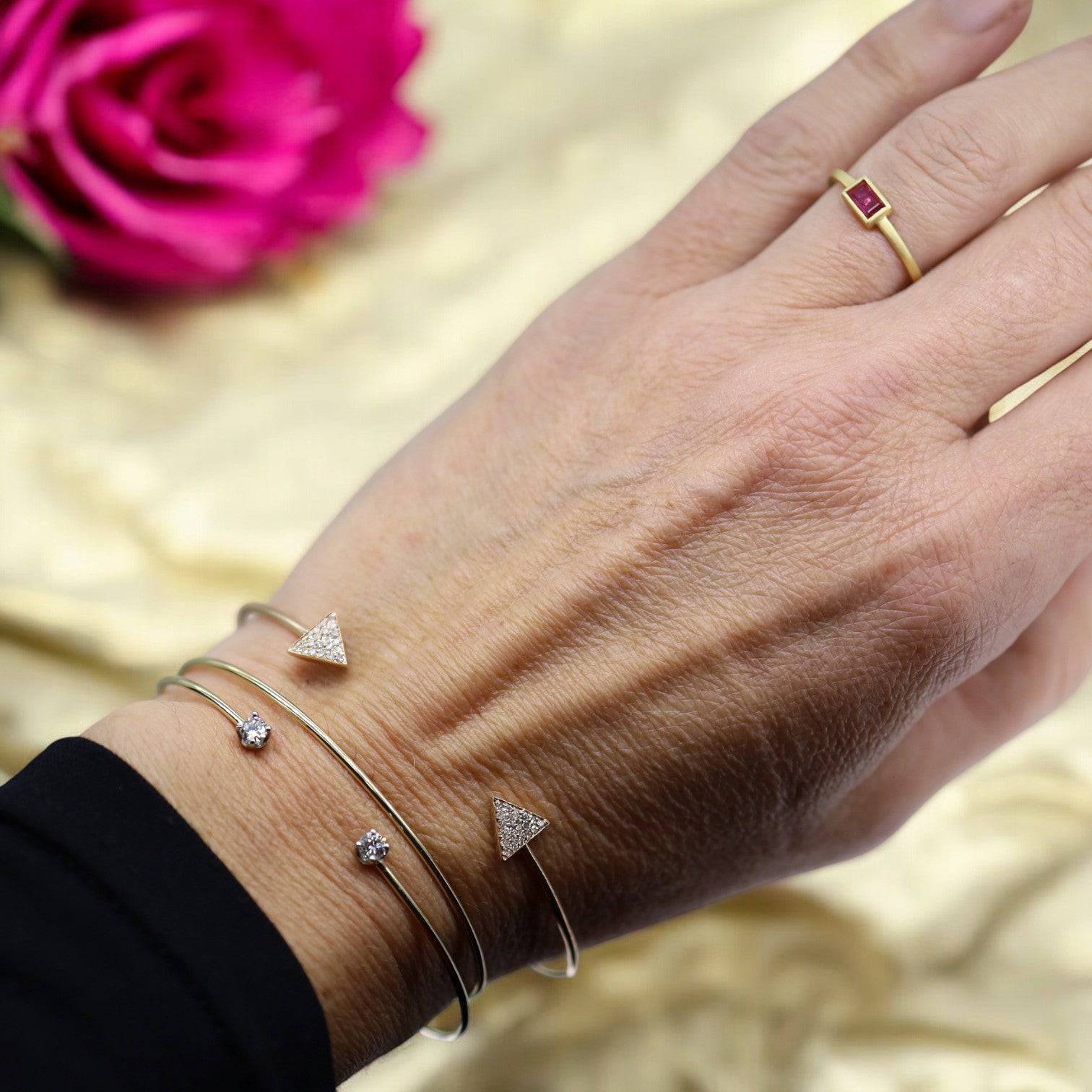 Petra Star Open Diamond Cuff in 14k Gold - Petra Star
