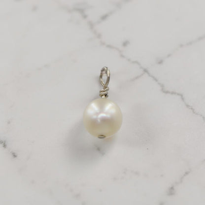Reclaimed Freshwater Pearl Charm | 14k White Gold Wire Wrap | Petra Star Mystic CT - Petra Star