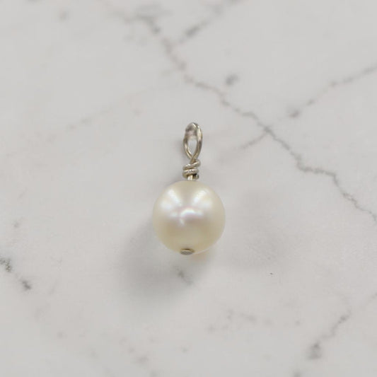 Reclaimed Freshwater Pearl Charm | 14k White Gold Wire Wrap | Petra Star Mystic CT - Petra Star