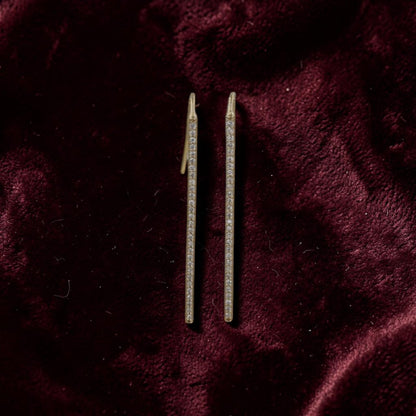 Diamond Bar Drop Earrings | Earth Mined Diamonds | Share Prong Set | Made to Order 14k Gold or Platinum | Petra Star