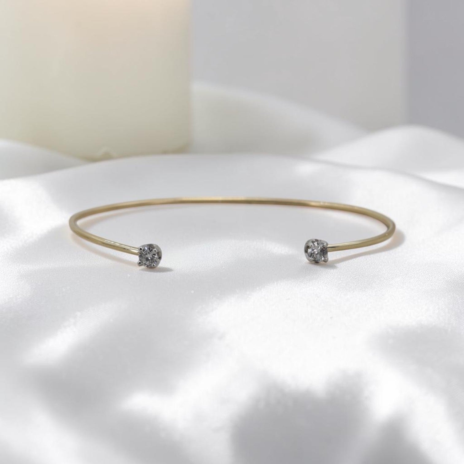 Petra Star Simple Cuff | Handforged Recycled 14k Gold & Reclaimed 1950s Diamond Bracelet - Petra Star