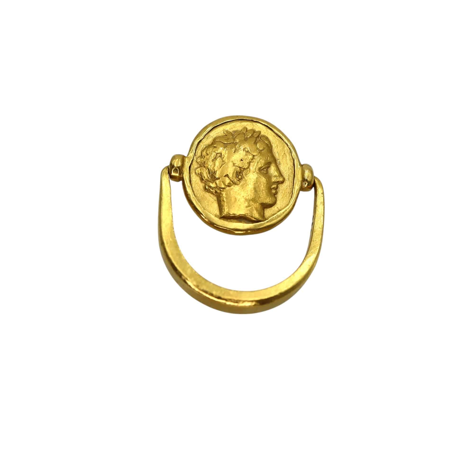 Philip II of Macedon Gold Stater Coin Ring | Ancient 24k Greek Coin | Antique 22k Gold Setting | Petra Star - Petra Star