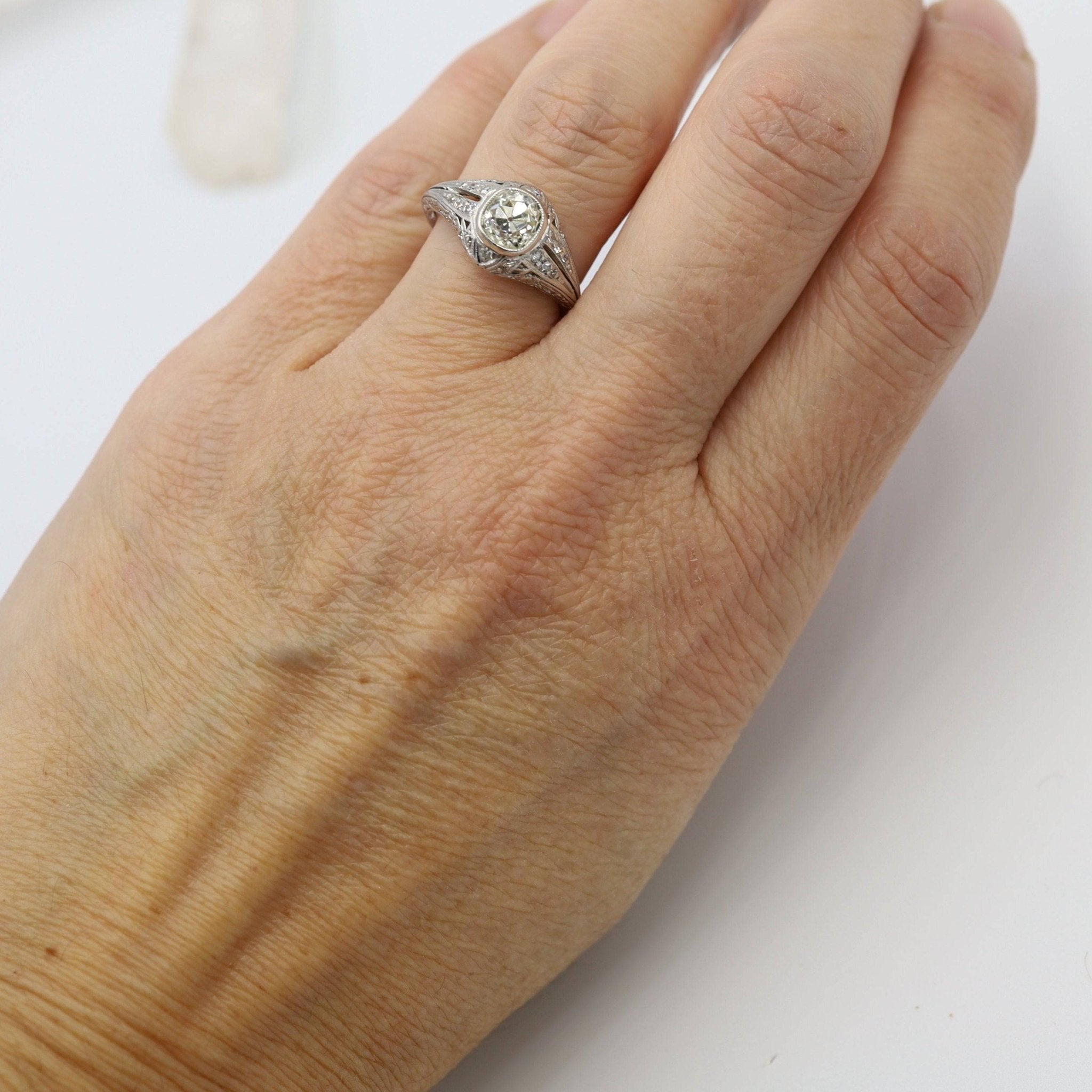 Platinum Art Deco Engagement Ring - Petra Star