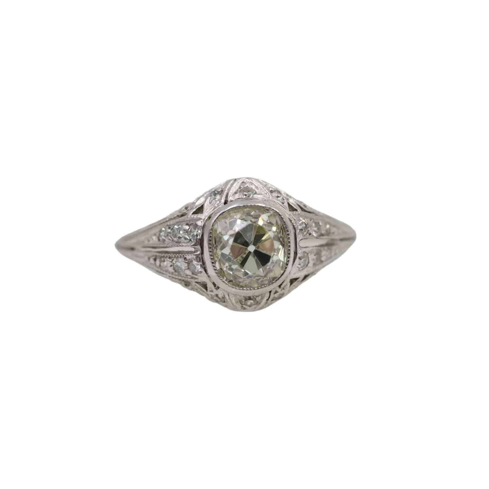 Platinum Art Deco Engagement Ring - Petra Star