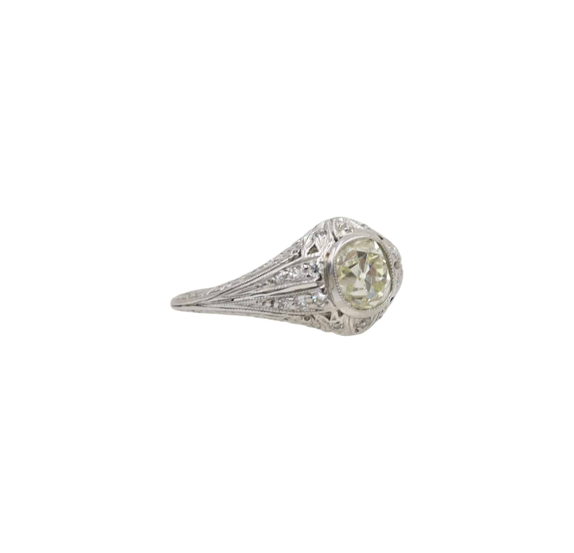 Platinum Art Deco Engagement Ring - Petra Star