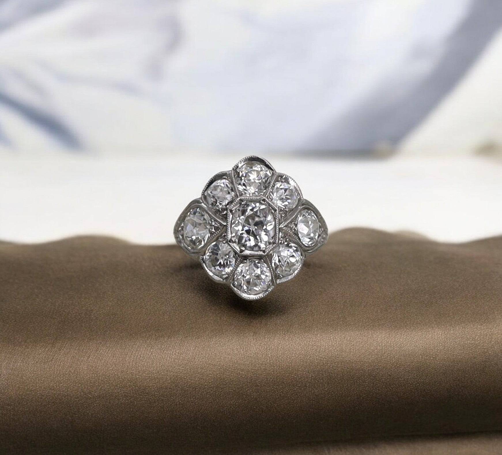 Platinum & Diamond Art Deco Cigar Band - Petra Star