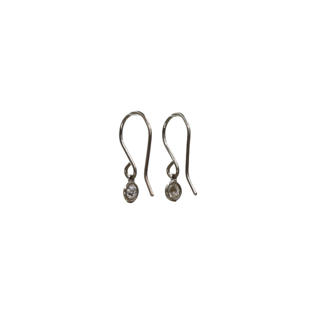 Platinum Diamond Drop Earrings in Hand Fabricated Bezels 2 = 0.23 cts Round Diamonds - JL1052C - Petra Star