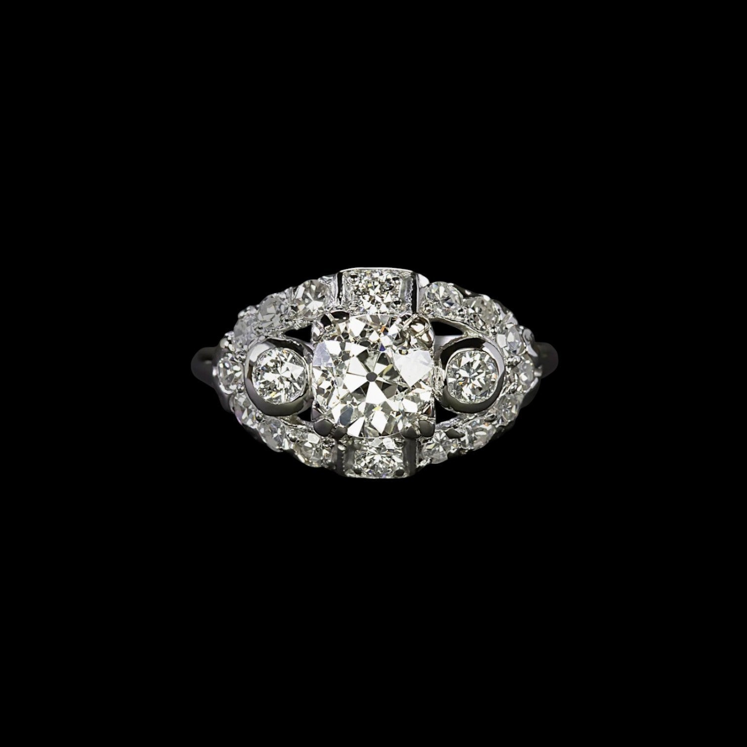 Platinum Late Art Deco Engagement Ring - Petra Star