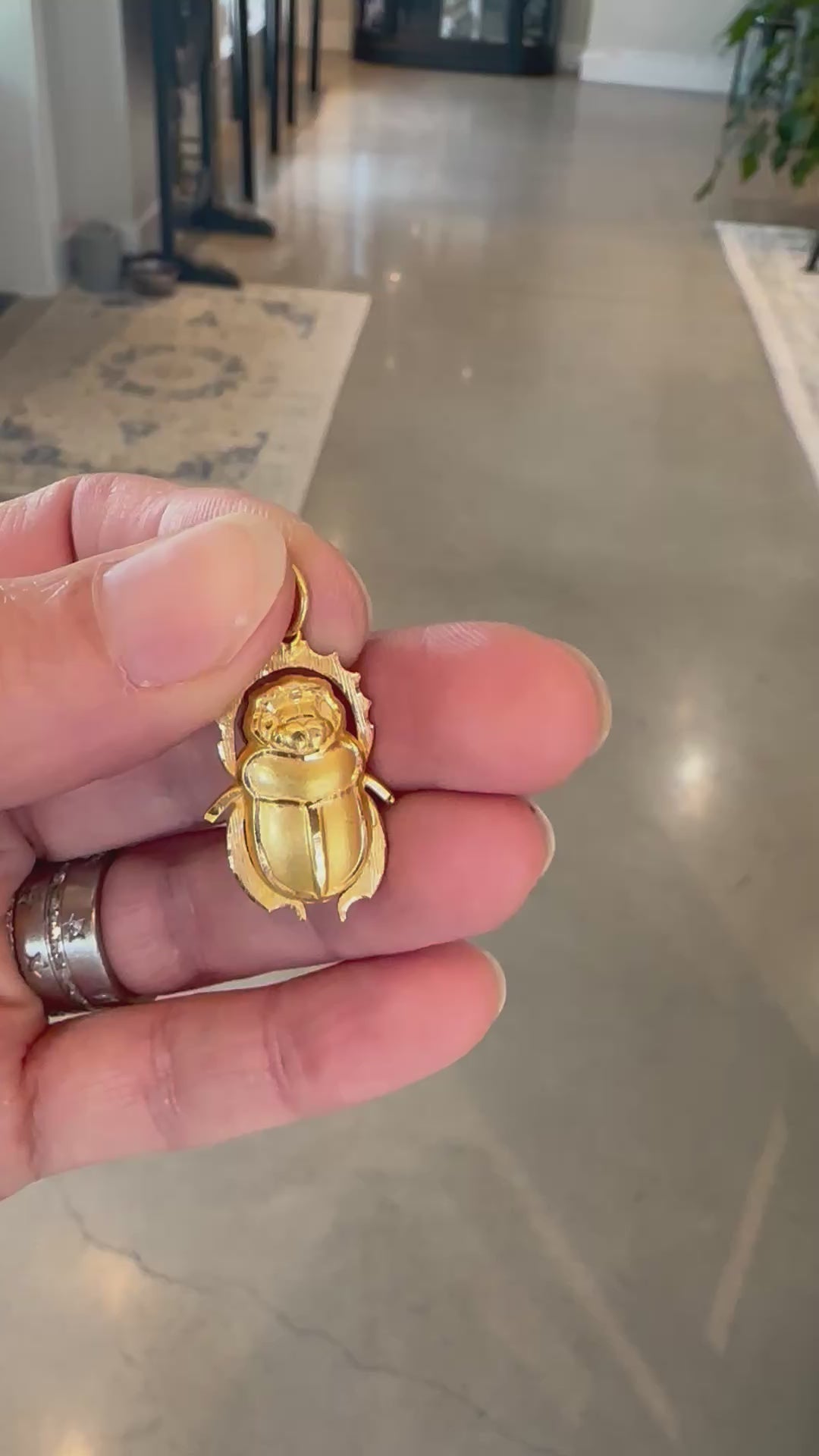 Mid-Century 20K Gold Scarab Pendant