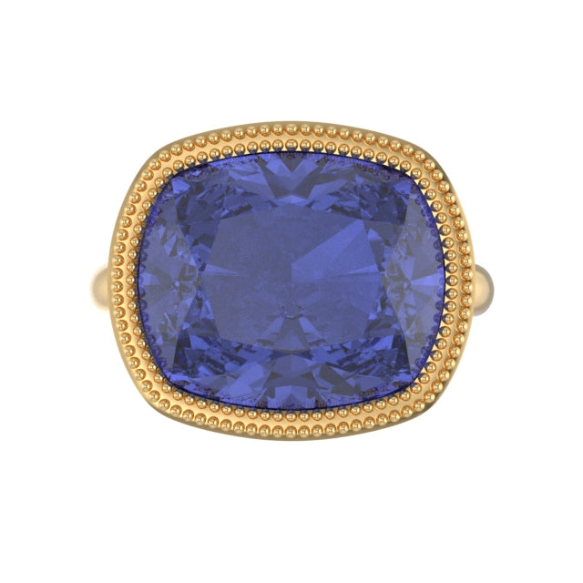 Cushion-Cut Tanzanite Mounting in 14k Yellow Gold - Custom Order