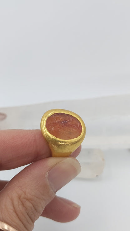 Antique Carnelian Intaglio in 22k Gold