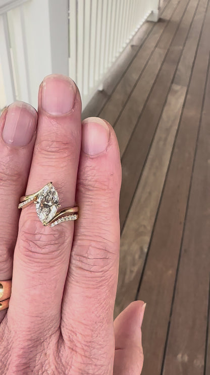 Vertical Marquise Solitaire Ring | 2ct Lab Diamond | 14k Yellow Gold | Petra Star Custom
