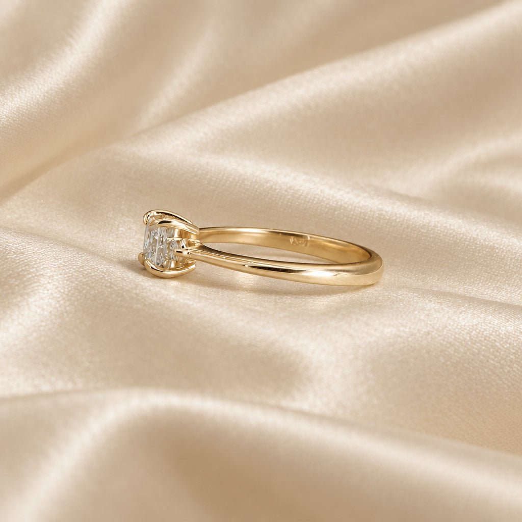Princess-Cut Diamond Three-Stone Engagement Ring in 14k Yellow Gold, 0.60 ctw, Reclaimed Diamond, Size 7 - Petra StarEngagement Ring
