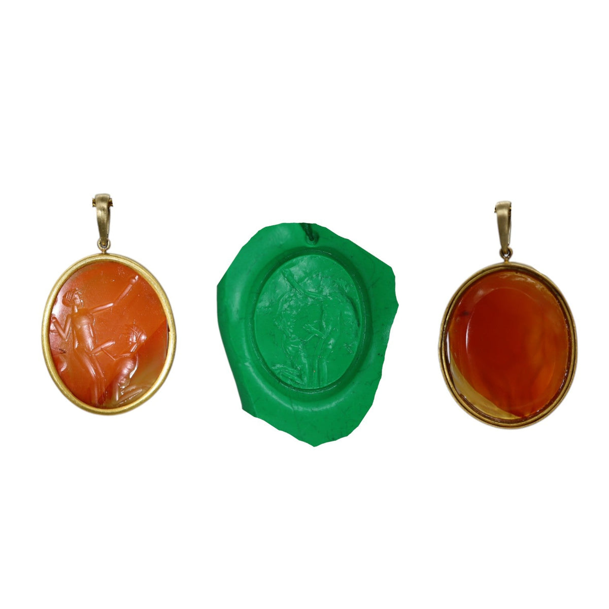 Rare Antique Carnelian Erotic Intaglio Pendant 14k Gold - Petra Star
