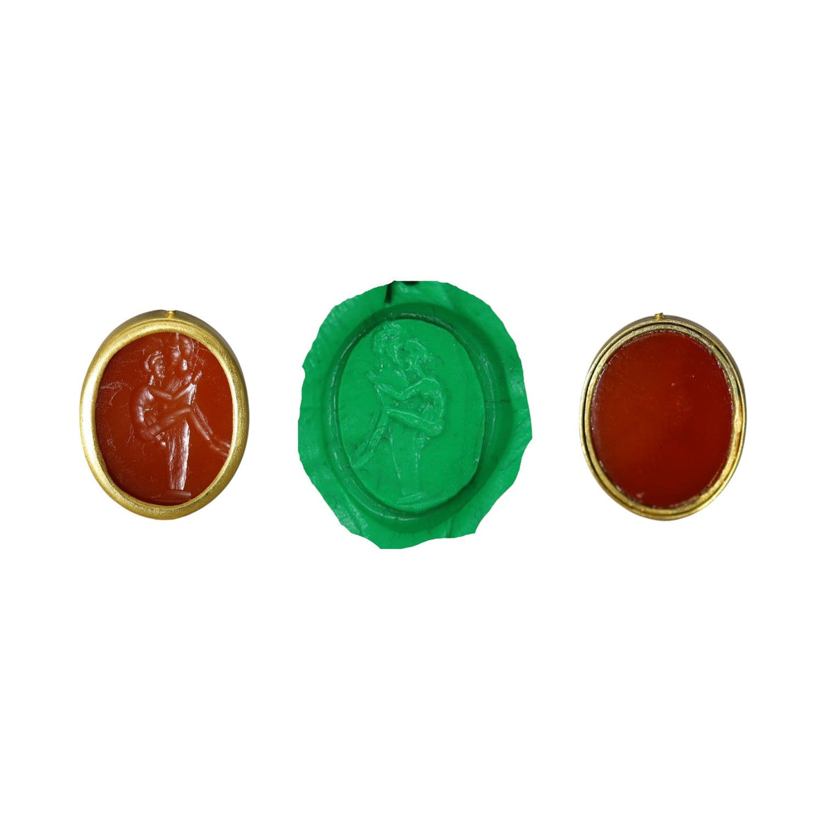 Rare Antique Carnelian Erotic Intaglio Pendant 14k Gold - Petra Star