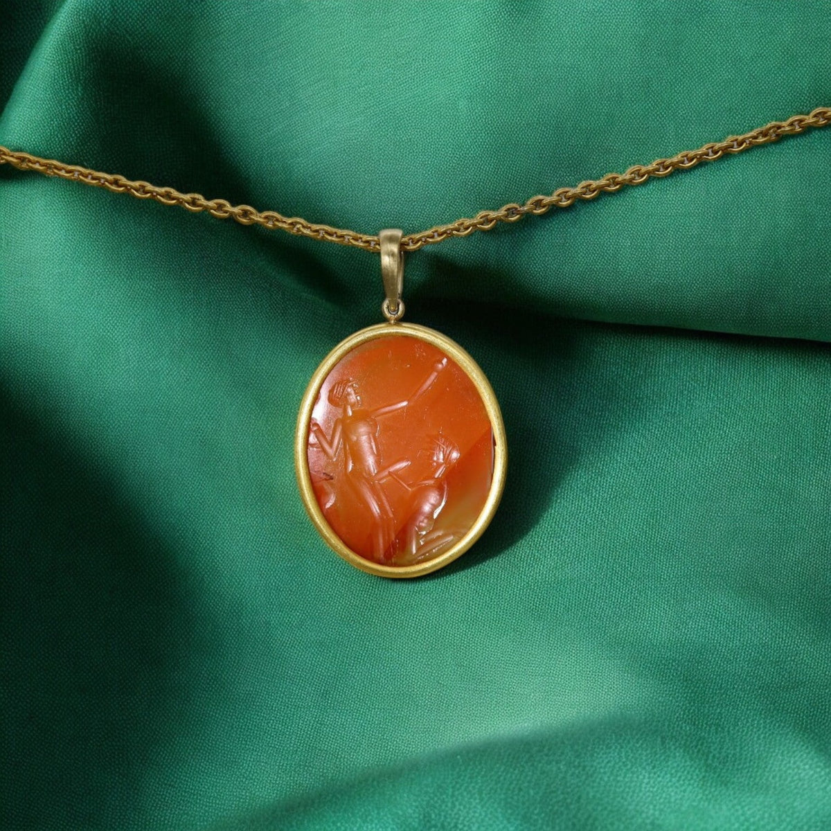 Rare Antique Carnelian Erotic Intaglio Pendant 14k Gold - Petra Star