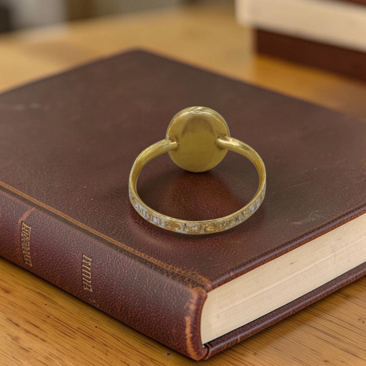 Rare Georgian White Enamel Memento Mori Mourning Ring, 18k Gold, Dated 1809 - Petra StarRing