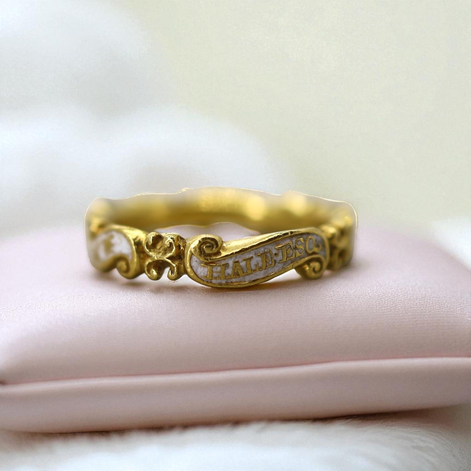 RARE - Georgian White-Enamel Memento Mori Mourning Rings 1741 - Petra Star