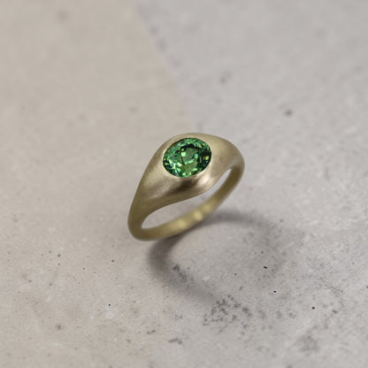 Demantoid Garnet Ring - Antique Stone in Satin 14k Yellow Gold - Petra Star