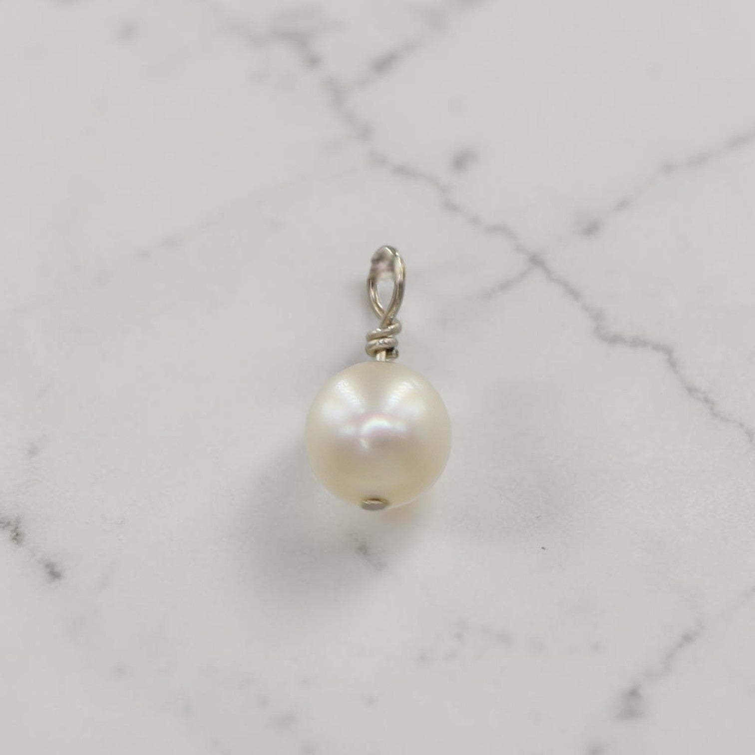 Reclaimed Freshwater Pearl Charm | 14k White Gold Wire Wrap | Petra Star Mystic CT - Petra Star