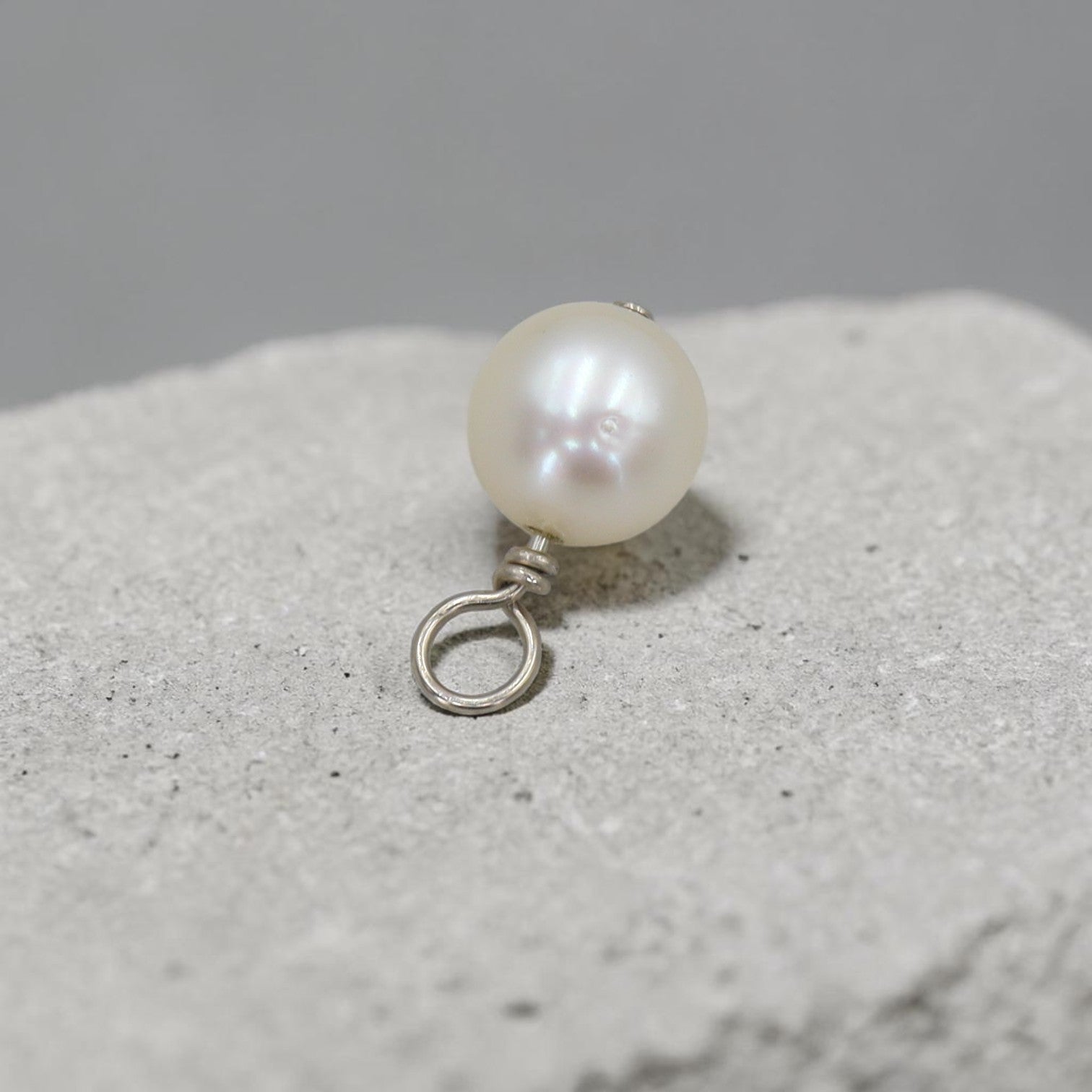 Reclaimed Freshwater Pearl Charm | 14k White Gold Wire Wrap | Petra Star Mystic CT - Petra Star