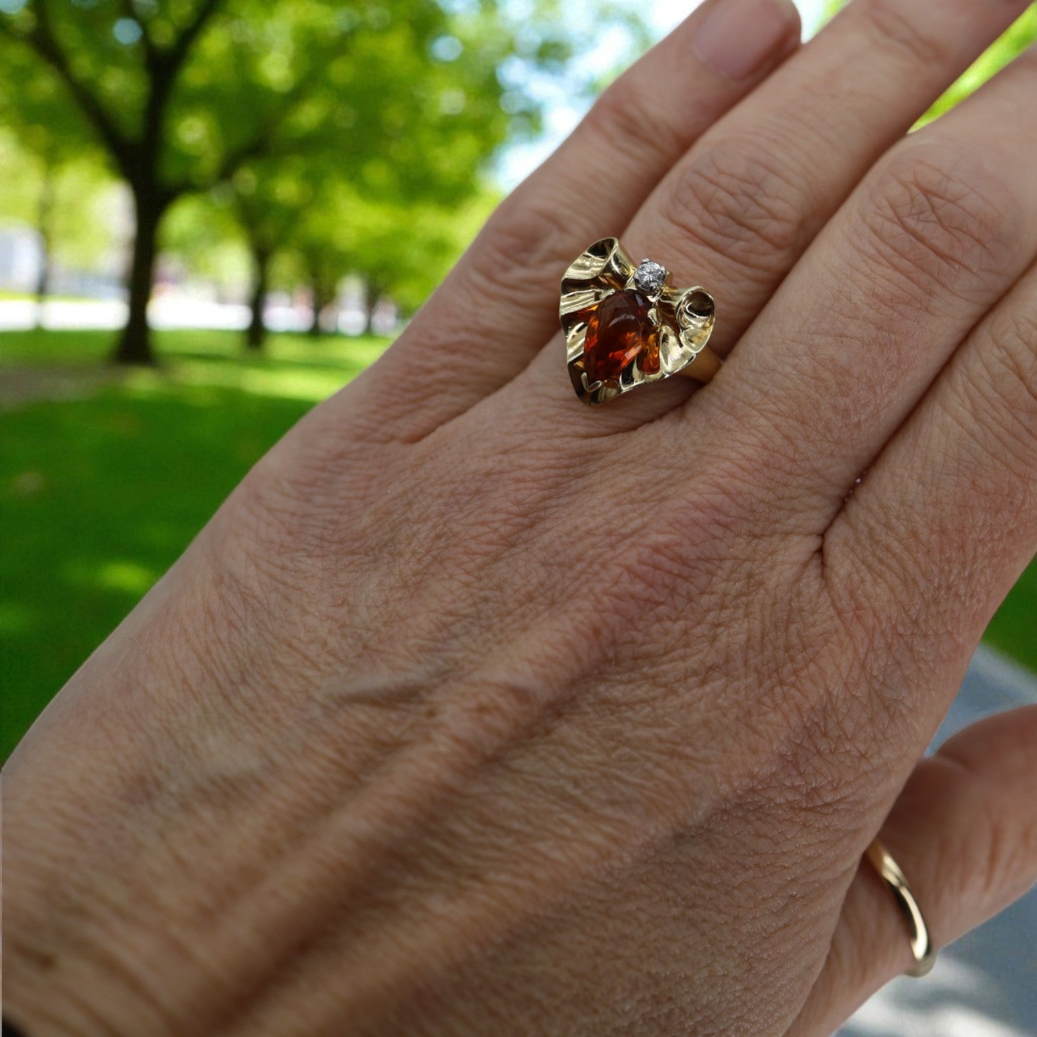 Retro Citrine Heart Ring - Petra Star