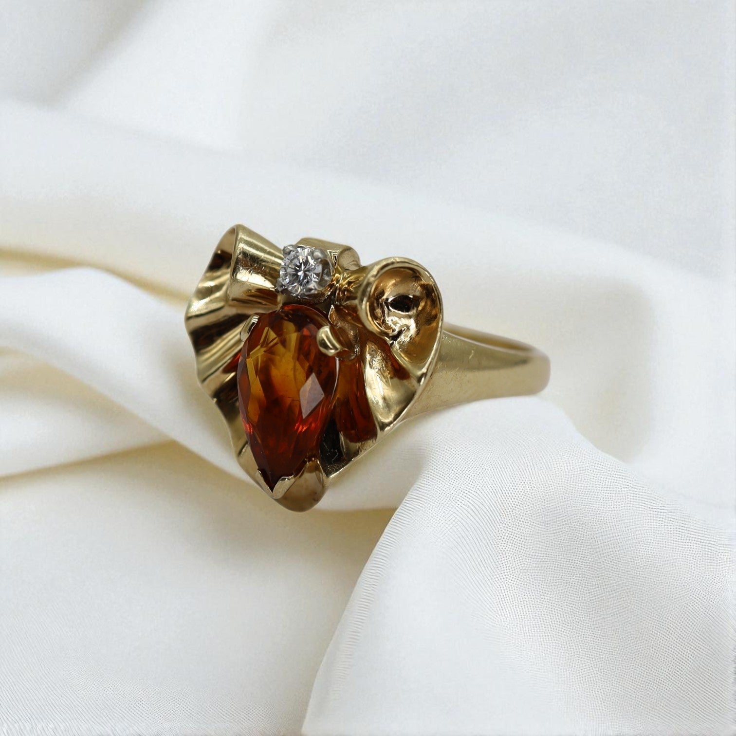 Retro Citrine Heart Ring - Petra Star